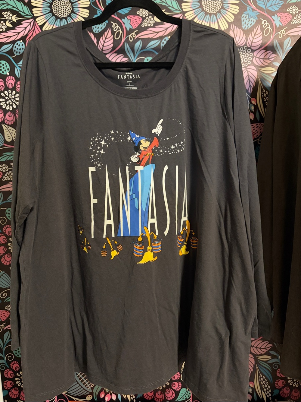 Disney Fantasia Long Sleeve Tee in Black with Blue, Red, Yellow